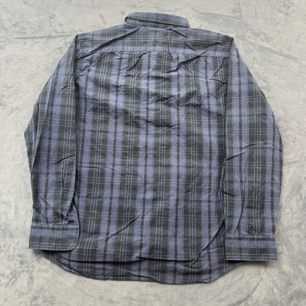 Banana Republic Mens Large Blue Black Plaid Soft Wash Slim Fit Button Down Shirt